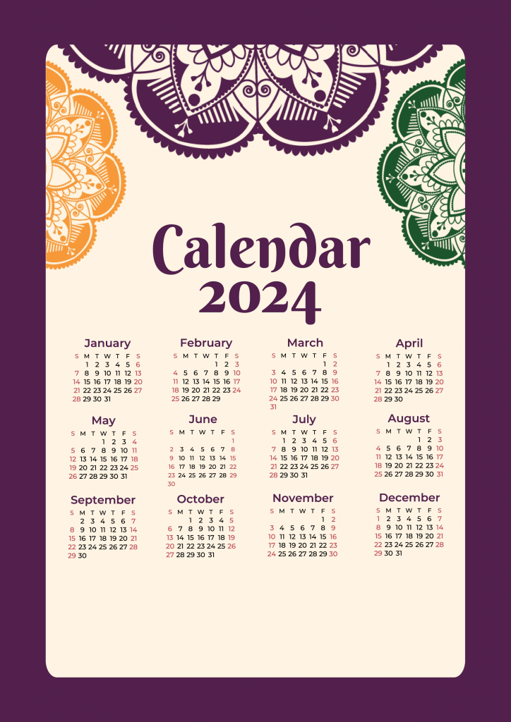 Festival Theme Calendar Design 