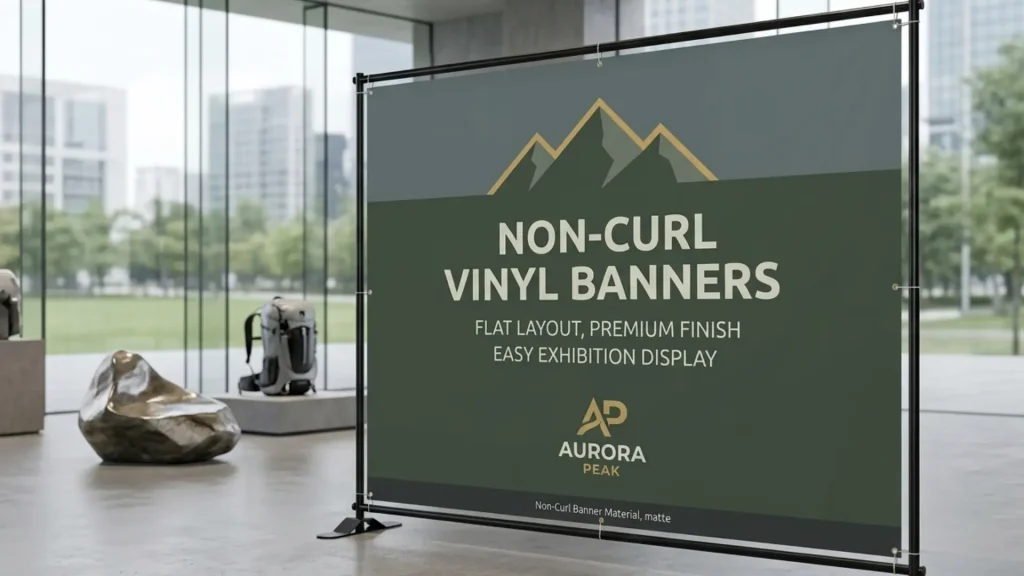 Non curl vinyl banner